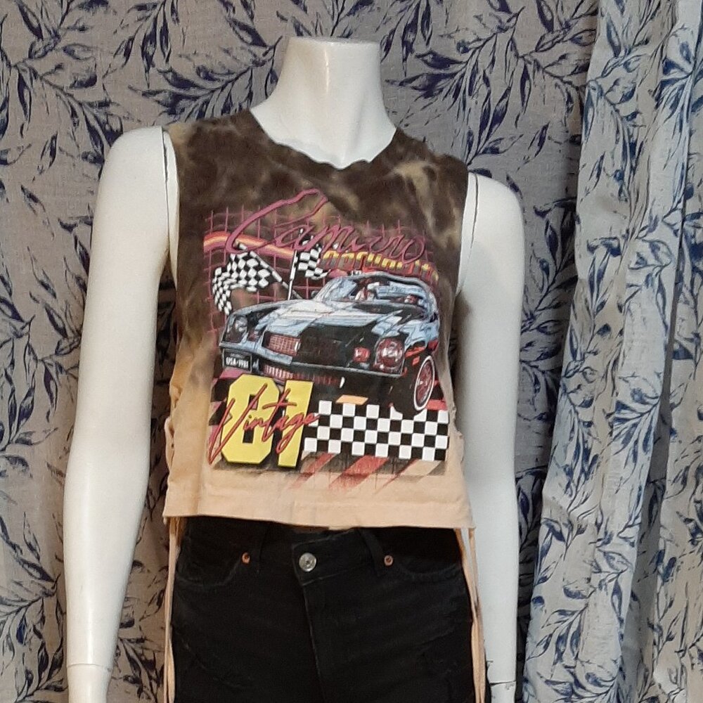 Y2K Chemistry Camaro Berlinetta Vintage 81 Sleeveless Tie-dye T-shirt 100% Cotto